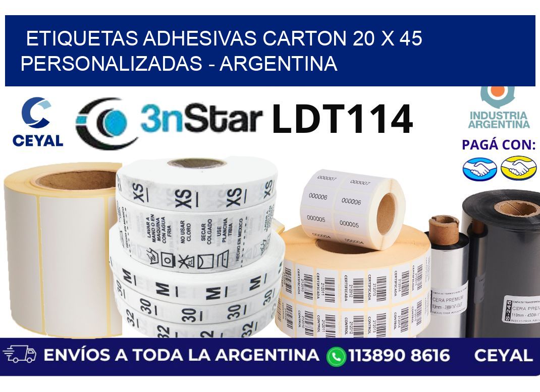 etiquetas adhesivas carton 20 x 45 personalizadas - Argentina