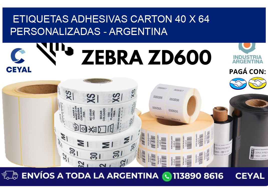 etiquetas adhesivas carton 40 x 64 personalizadas - Argentina