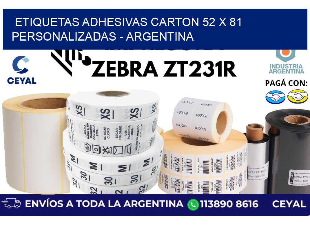 etiquetas adhesivas carton 52 x 81 personalizadas - Argentina