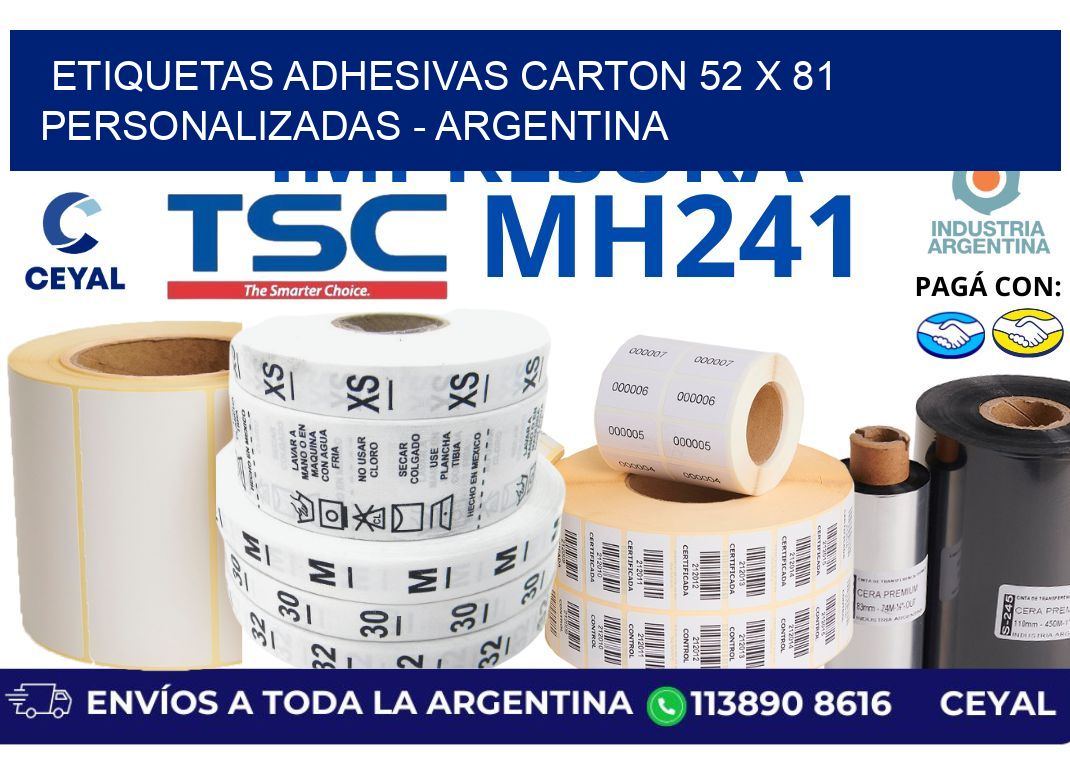 etiquetas adhesivas carton 52 x 81 personalizadas – Argentina