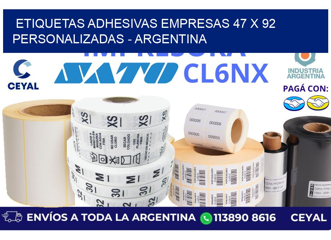 etiquetas adhesivas empresas 47 x 92 personalizadas - Argentina