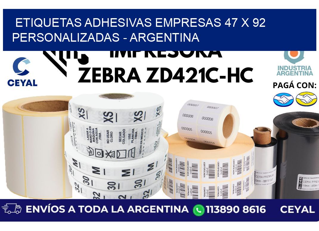 etiquetas adhesivas empresas 47 x 92 personalizadas – Argentina