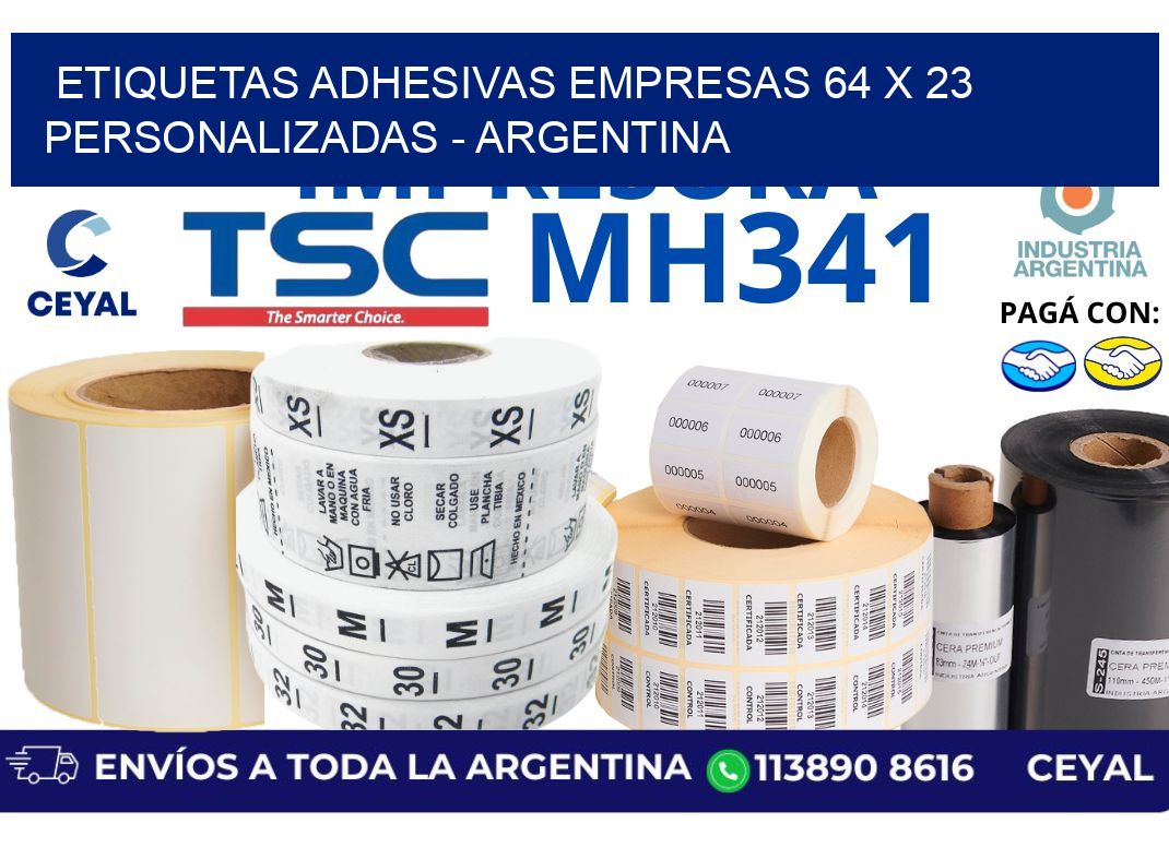 etiquetas adhesivas empresas 64 x 23 personalizadas – Argentina