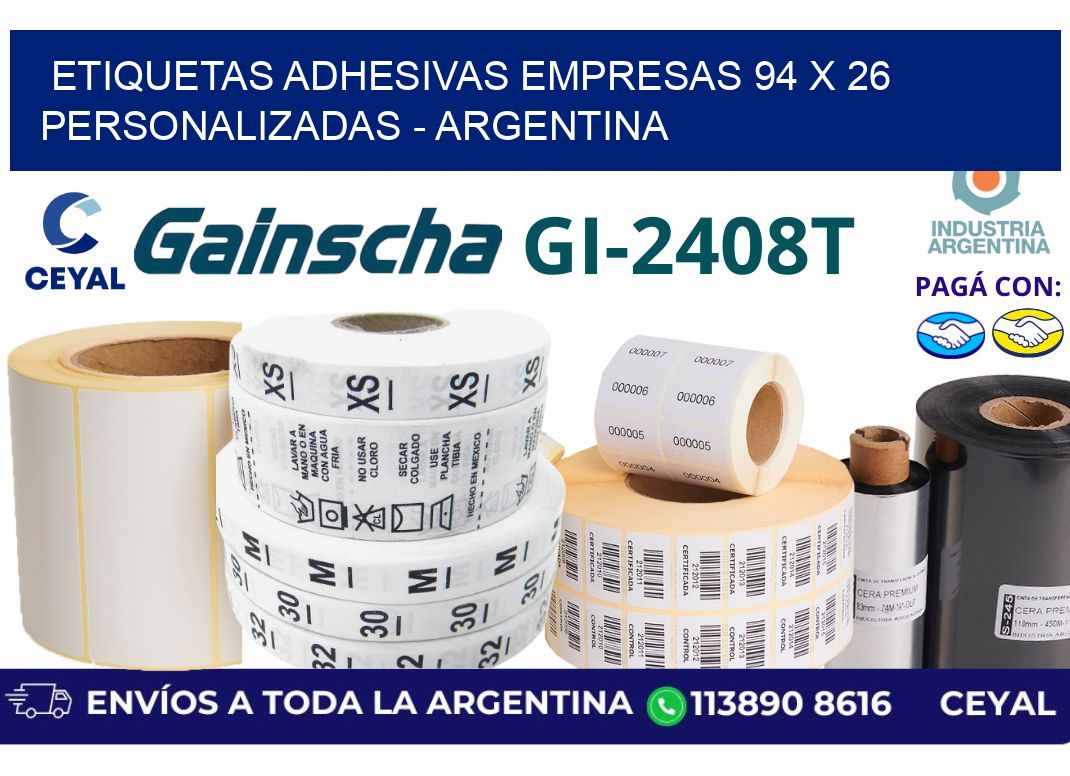 etiquetas adhesivas empresas 94 x 26 personalizadas – Argentina