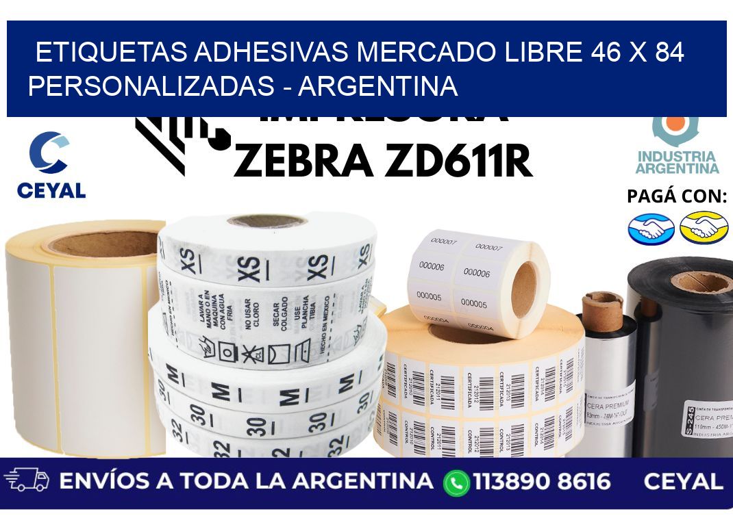etiquetas adhesivas mercado libre 46 x 84 personalizadas - Argentina