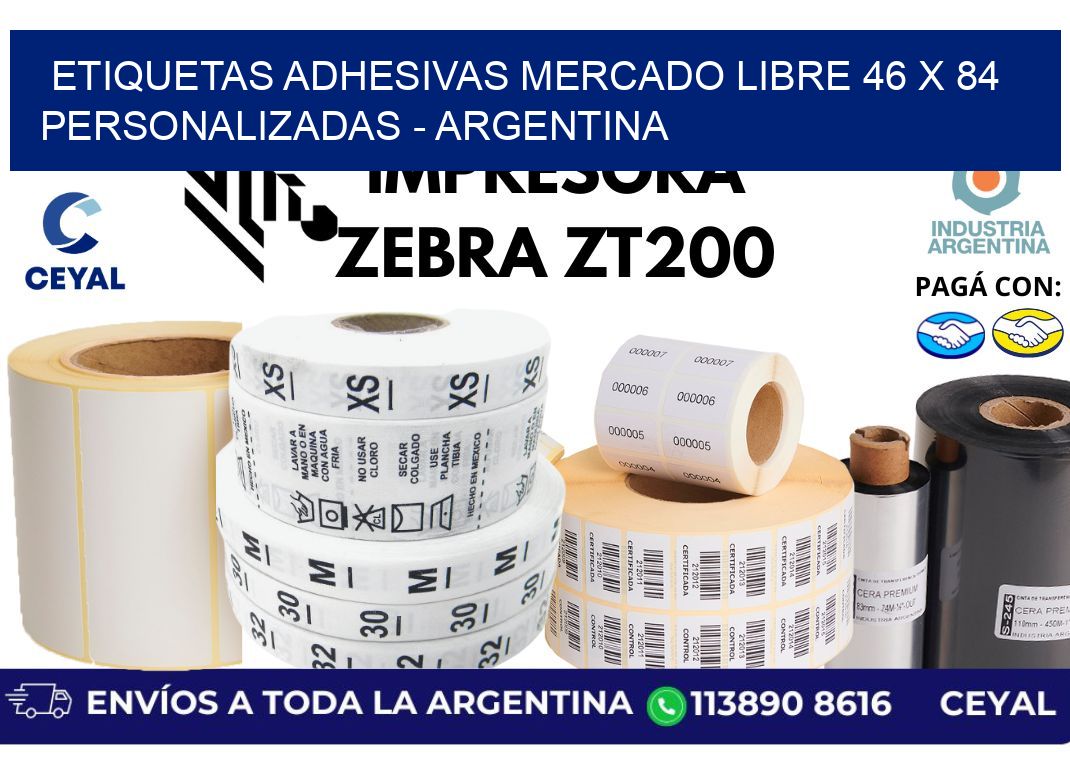 etiquetas adhesivas mercado libre 46 x 84 personalizadas - Argentina