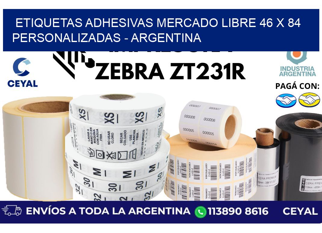 etiquetas adhesivas mercado libre 46 x 84 personalizadas – Argentina