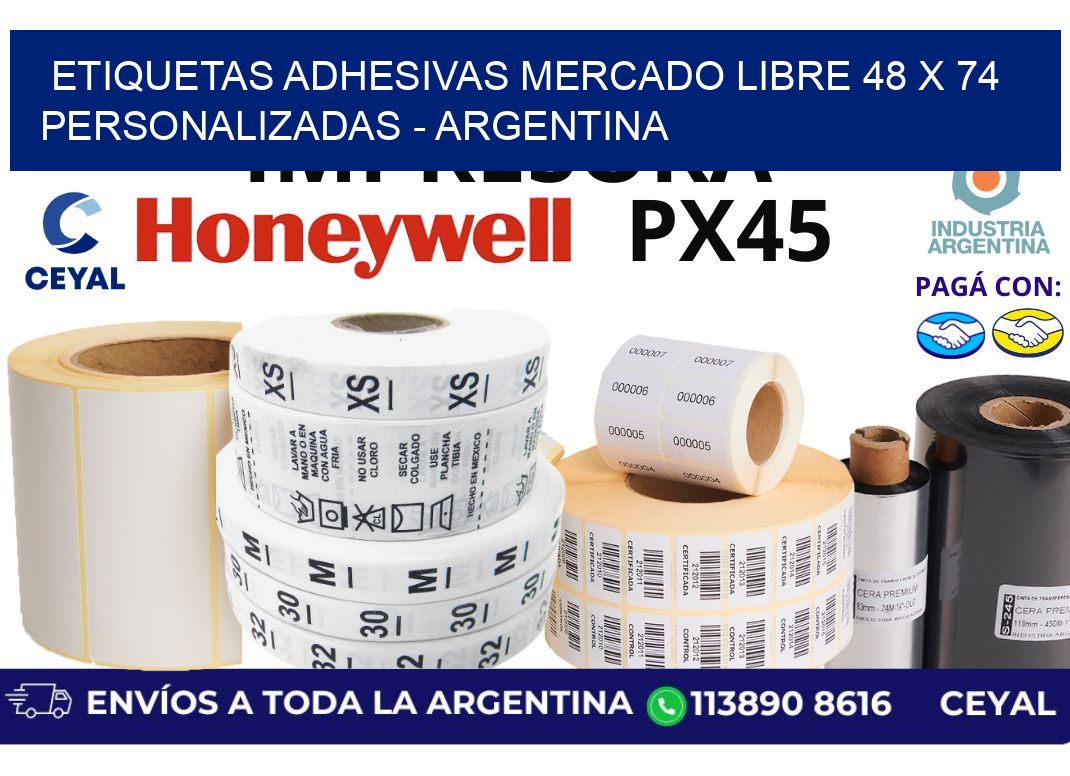etiquetas adhesivas mercado libre 48 x 74 personalizadas - Argentina