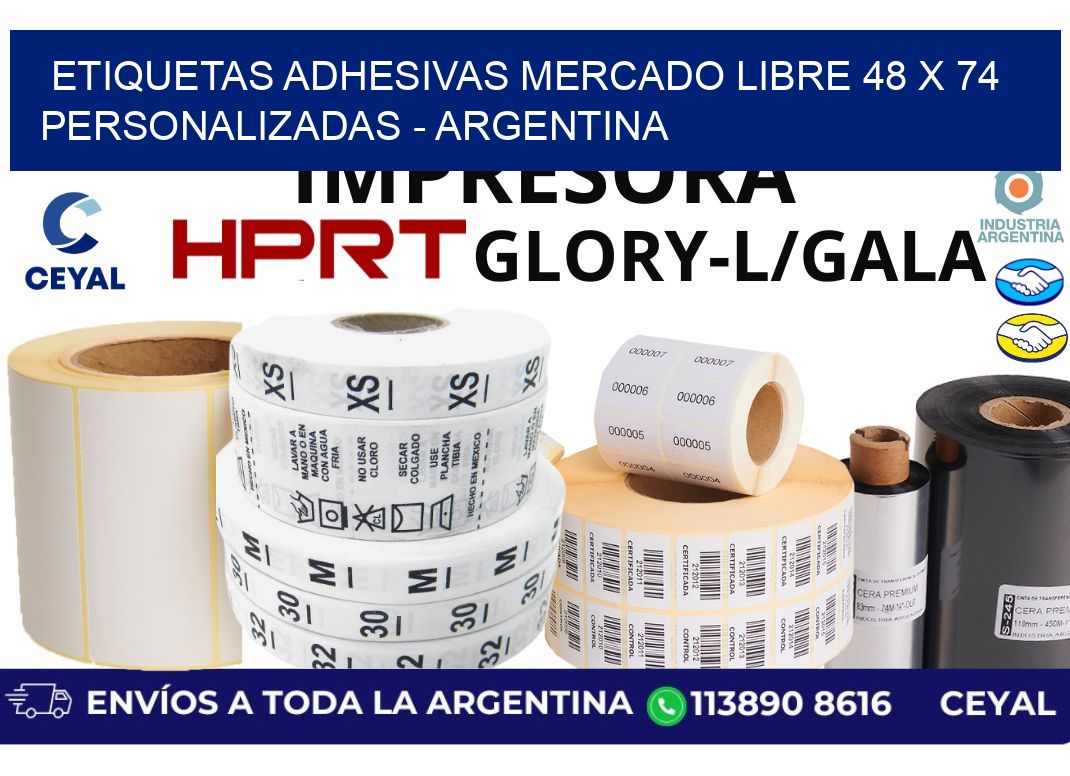 etiquetas adhesivas mercado libre 48 x 74 personalizadas - Argentina