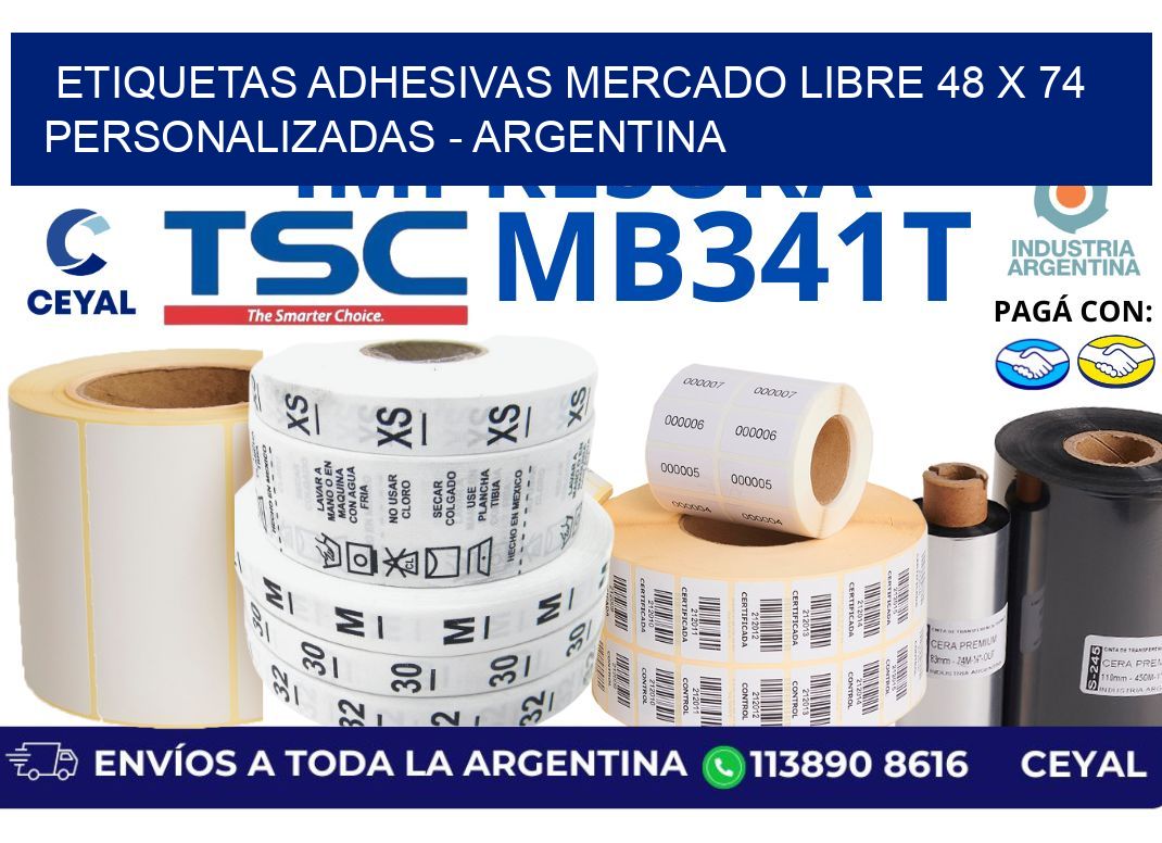 etiquetas adhesivas mercado libre 48 x 74 personalizadas – Argentina