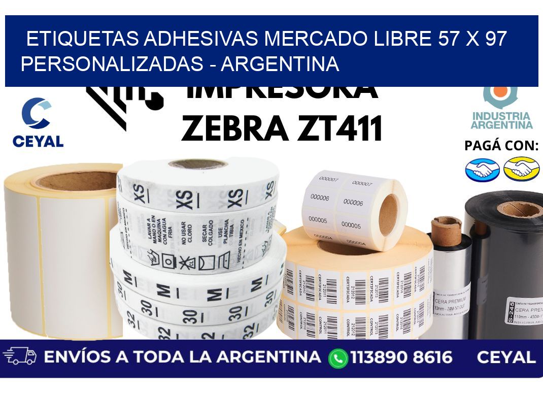 etiquetas adhesivas mercado libre 57 x 97 personalizadas – Argentina