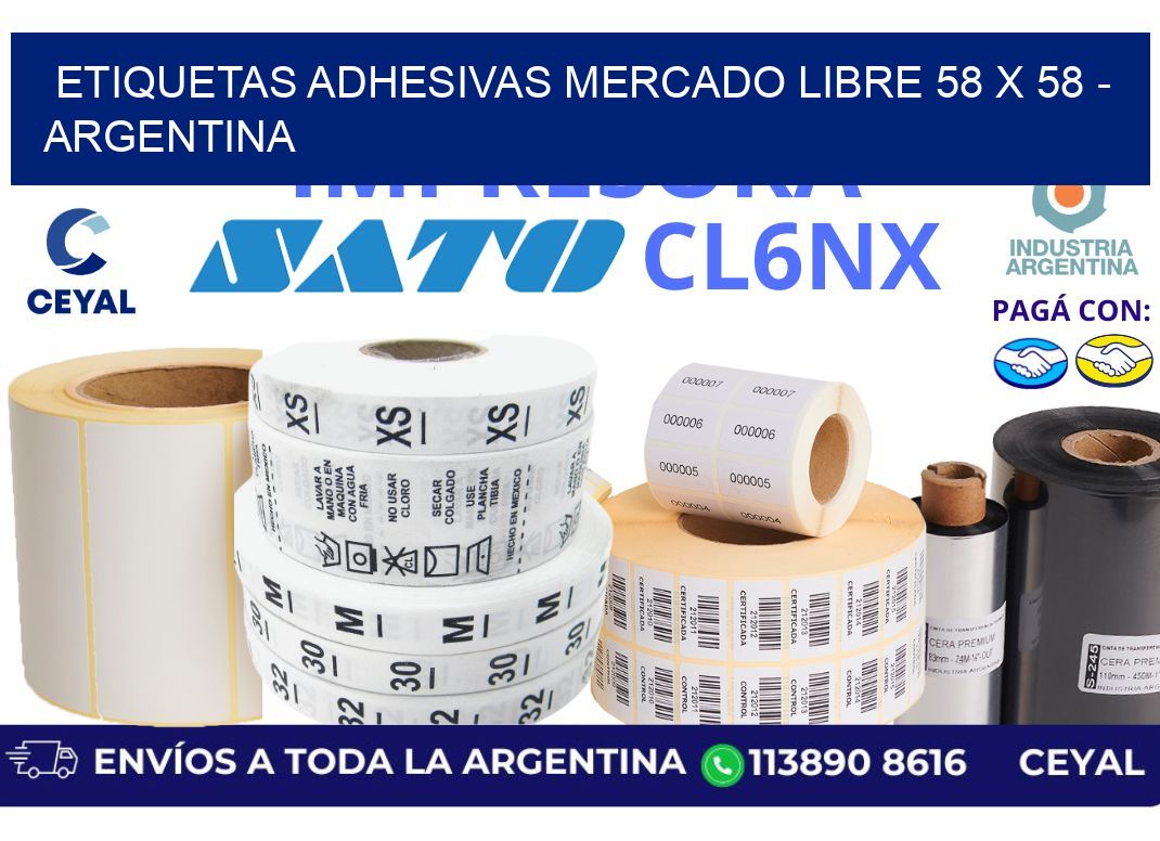 etiquetas adhesivas mercado libre 58 x 58 - Argentina