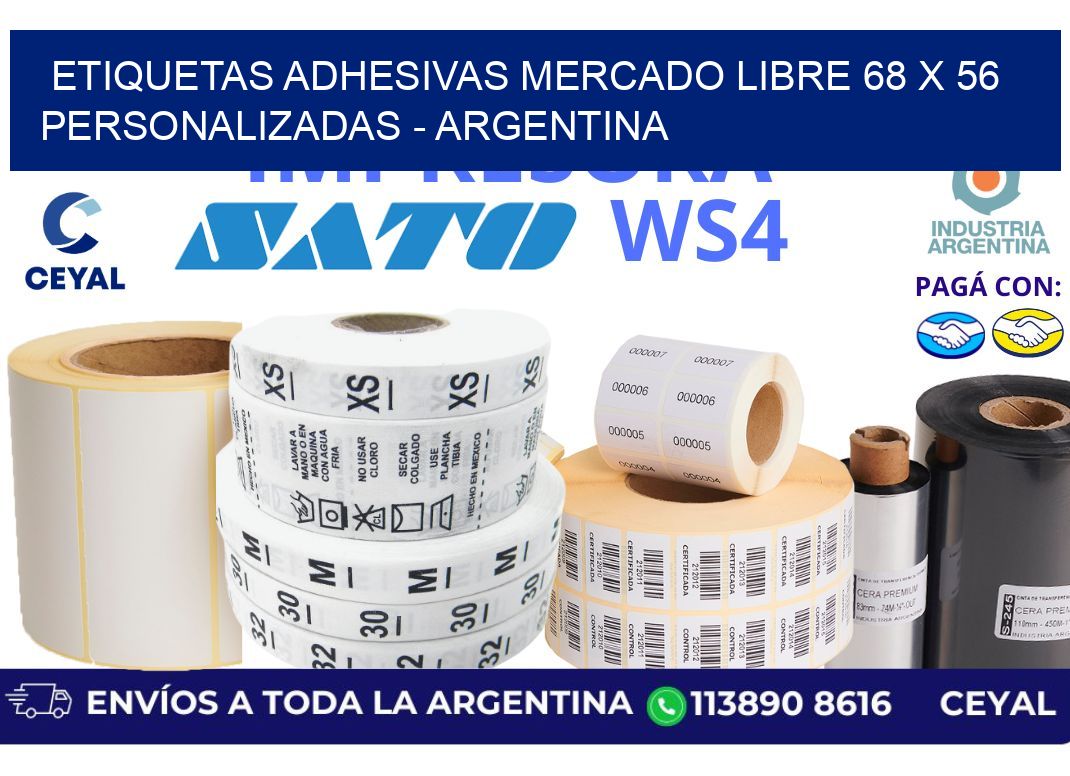 etiquetas adhesivas mercado libre 68 x 56 personalizadas - Argentina