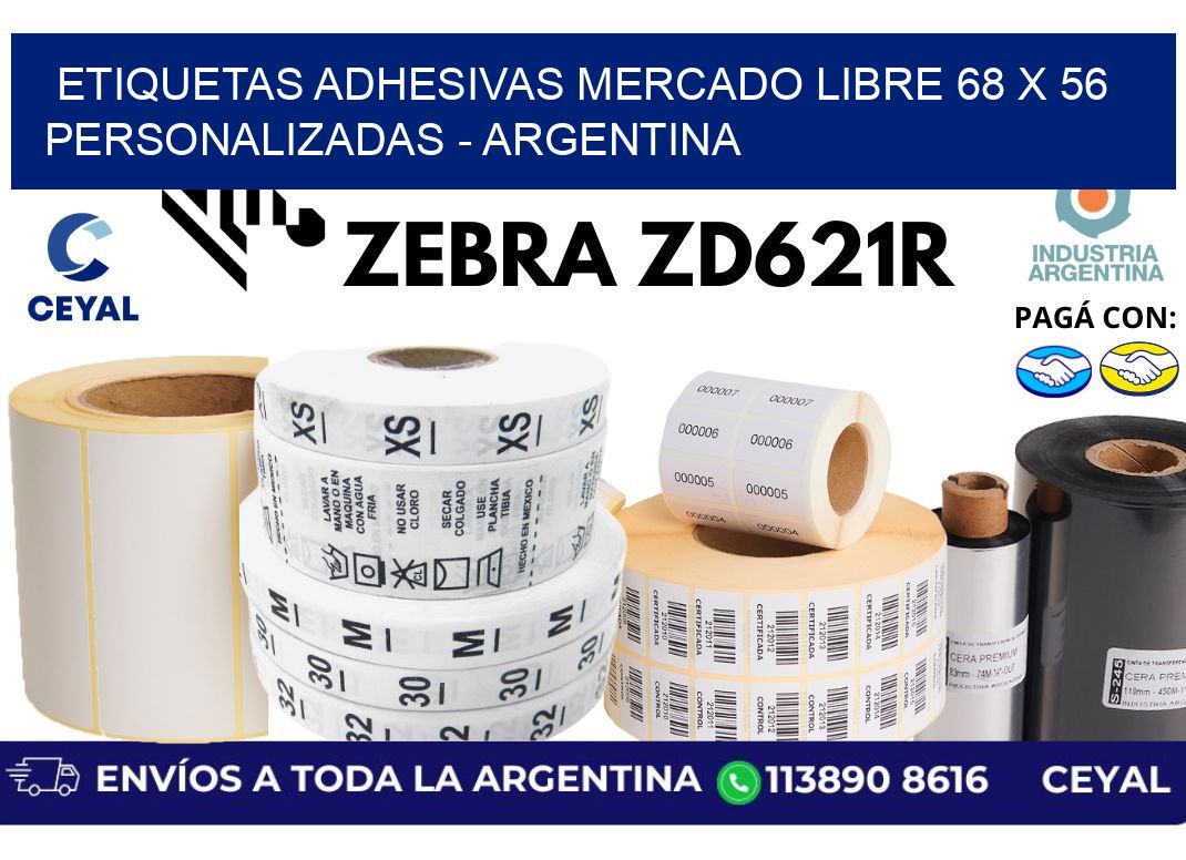 etiquetas adhesivas mercado libre 68 x 56 personalizadas - Argentina