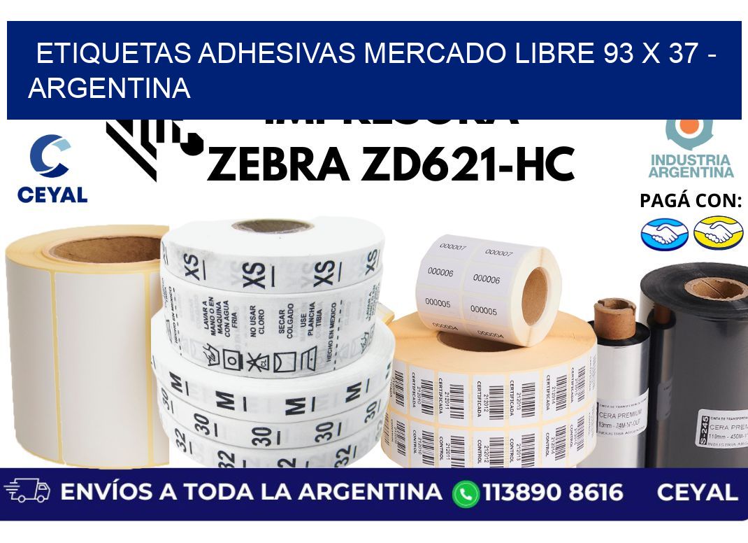 etiquetas adhesivas mercado libre 93 x 37 - Argentina
