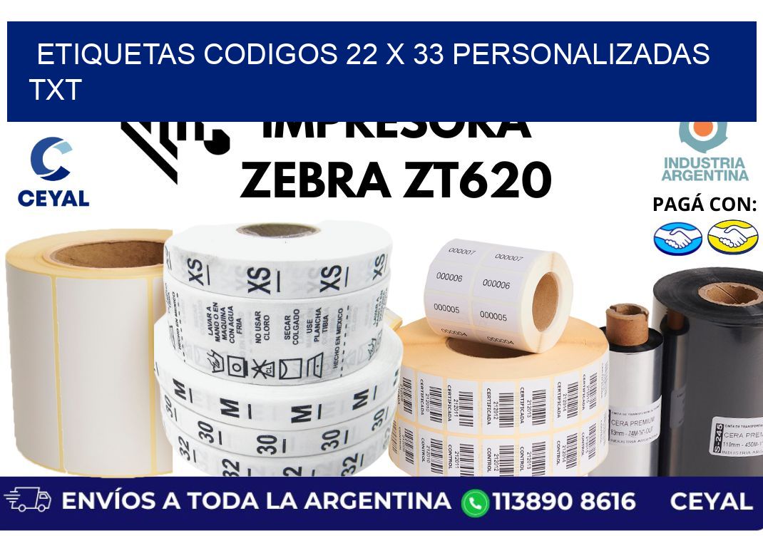 etiquetas codigos 22 x 33 personalizadas txt