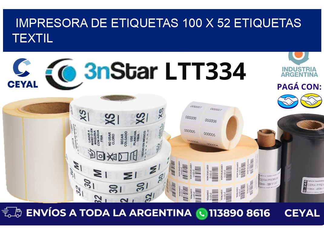 impresora de etiquetas 100 x 52 etiquetas textil