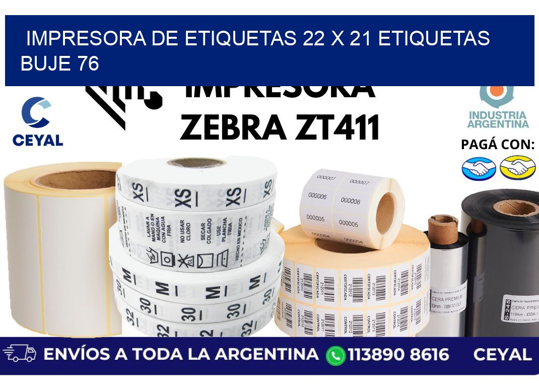 impresora de etiquetas 22 x 21 etiquetas buje 76