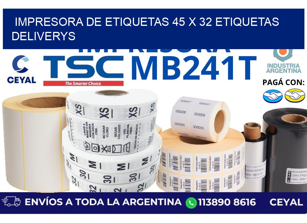 impresora de etiquetas 45 x 32 etiquetas deliverys