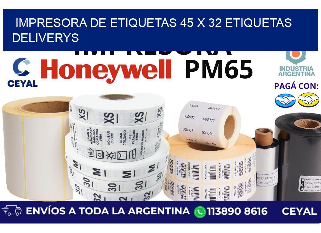 impresora de etiquetas 45 x 32 etiquetas deliverys