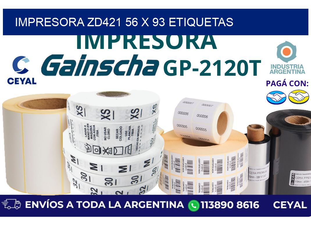 impresora zd421 56 x 93 etiquetas