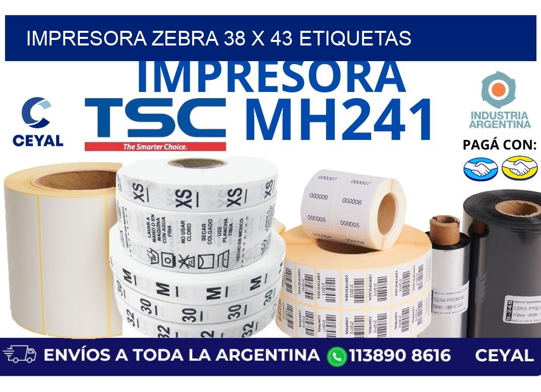 impresora zebra 38 x 43 etiquetas