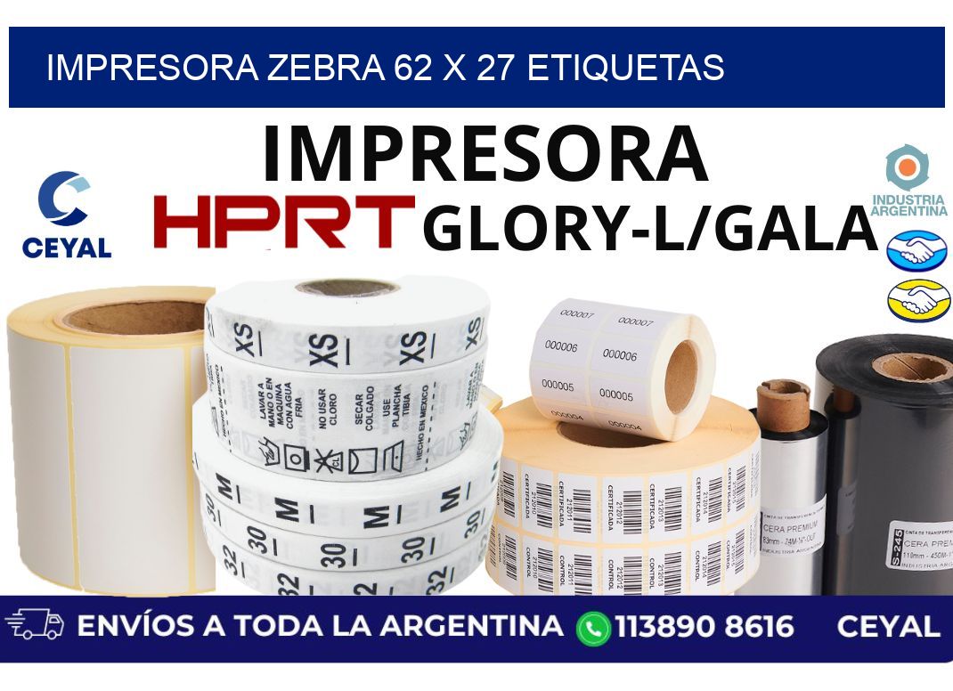 impresora zebra 62 x 27 etiquetas