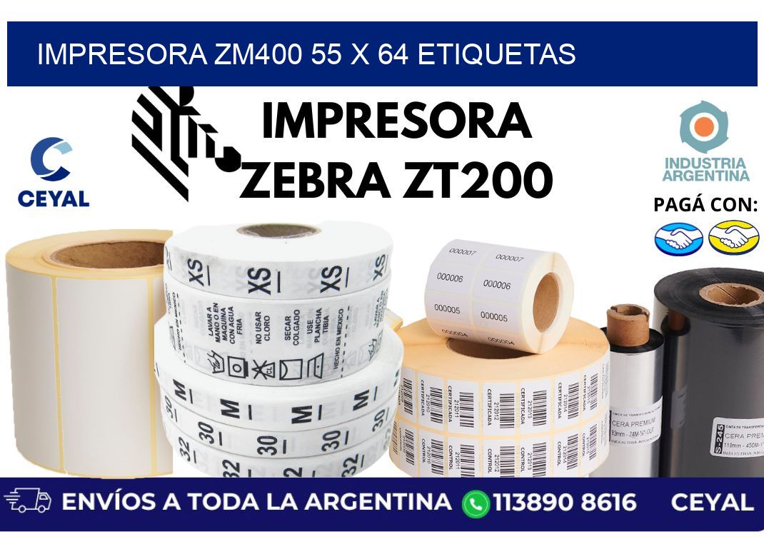 impresora zm400 55 x 64 etiquetas