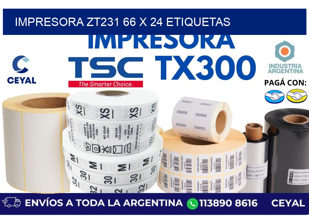 impresora zt231 66 x 24 etiquetas