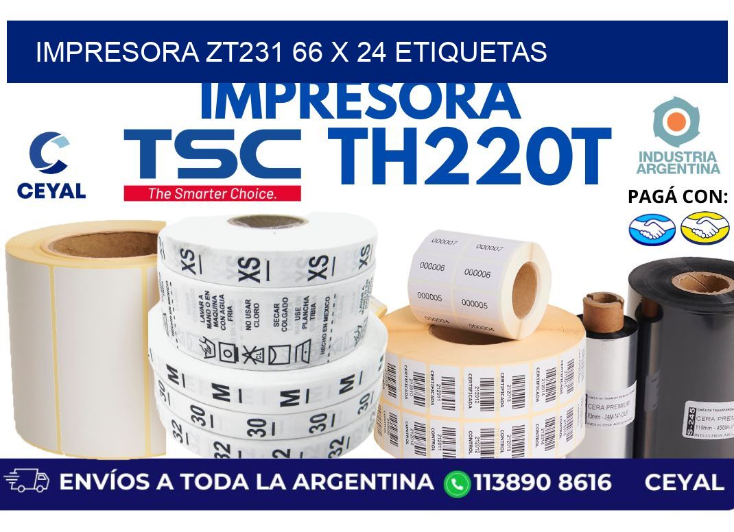 impresora zt231 66 x 24 etiquetas