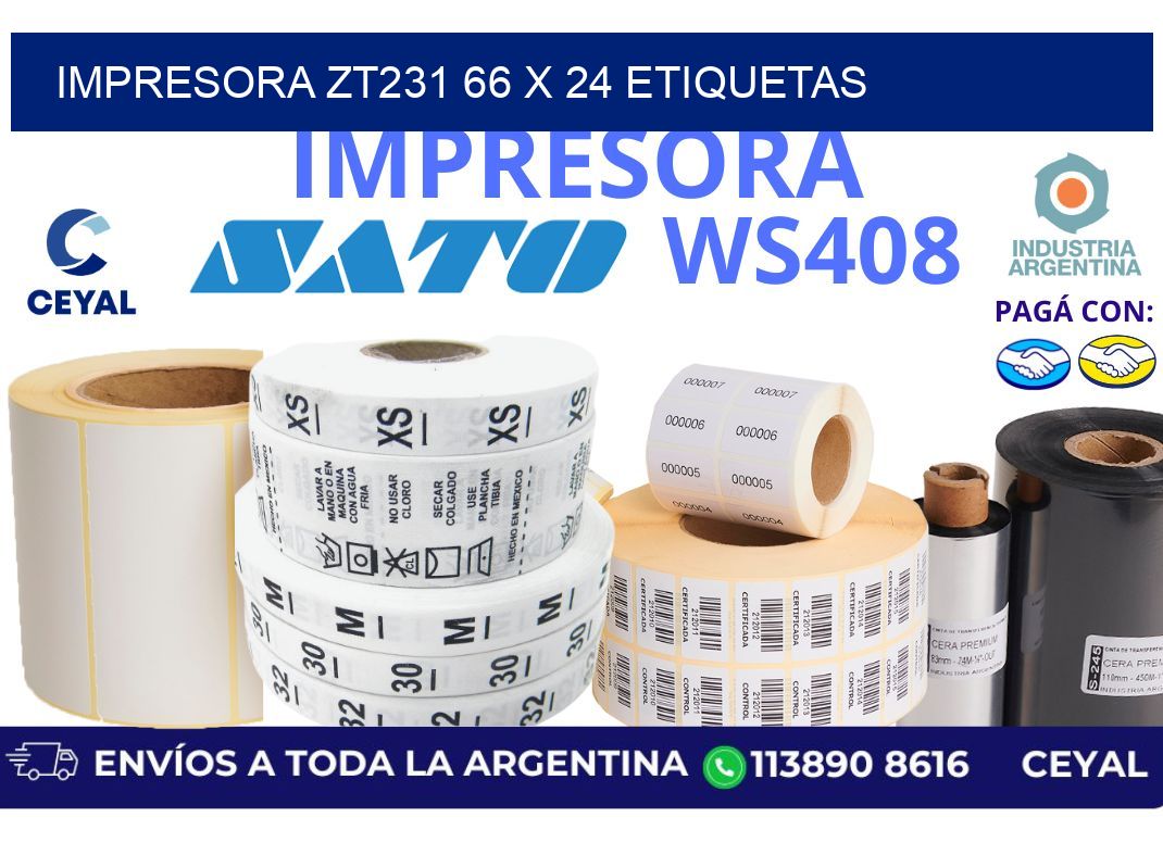 impresora zt231 66 x 24 etiquetas