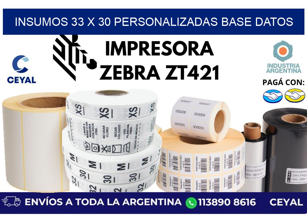 insumos 33 x 30 personalizadas base datos