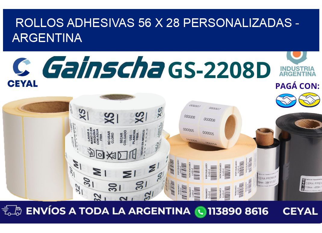 rollos adhesivas 56 x 28 personalizadas - Argentina