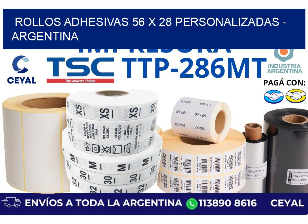 rollos adhesivas 56 x 28 personalizadas - Argentina