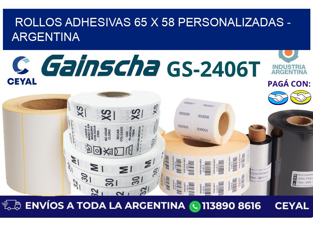 rollos adhesivas 65 x 58 personalizadas – Argentina