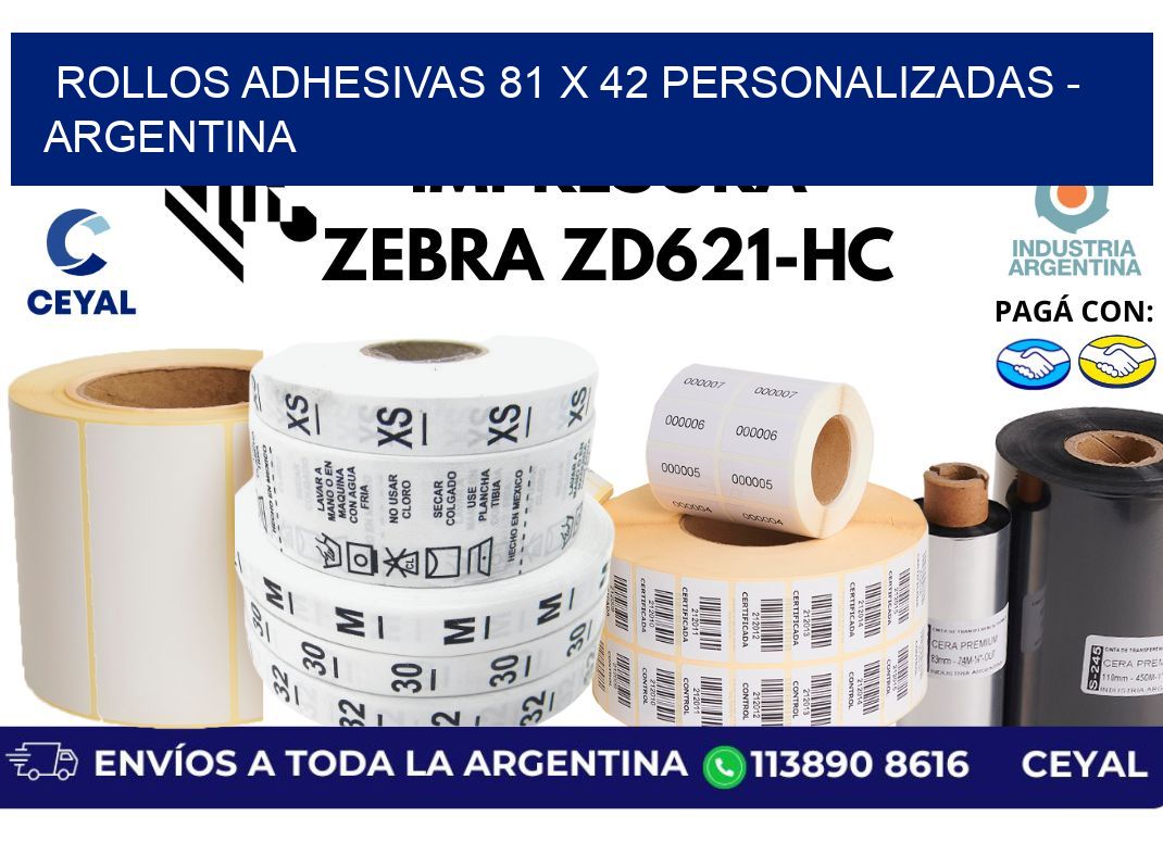rollos adhesivas 81 x 42 personalizadas – Argentina