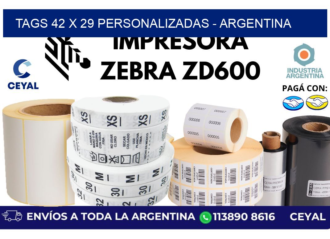 tags 42 x 29 personalizadas - Argentina