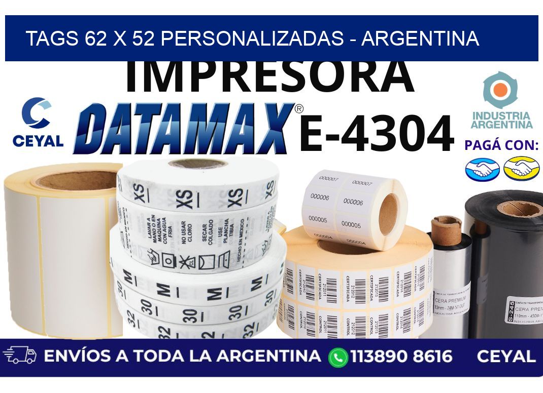 tags 62 x 52 personalizadas - Argentina