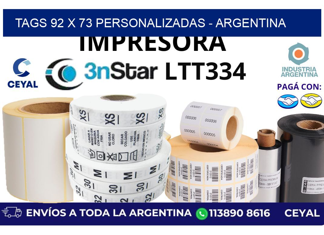 tags 92 x 73 personalizadas - Argentina