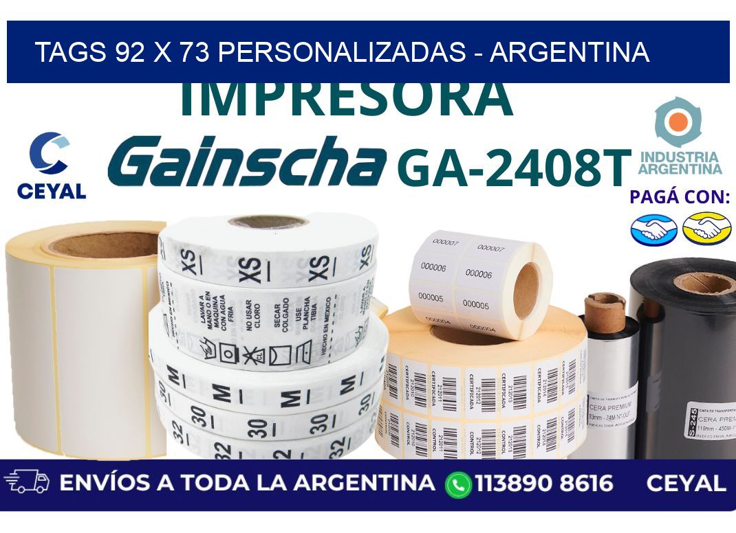 tags 92 x 73 personalizadas - Argentina