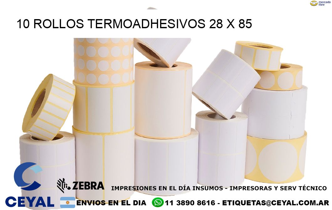 10 ROLLOS TERMOADHESIVOS 28 x 85