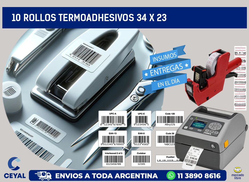 10 ROLLOS TERMOADHESIVOS 34 x 23