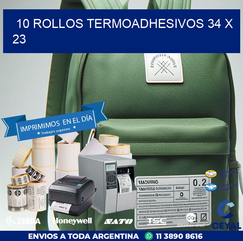 10 ROLLOS TERMOADHESIVOS 34 x 23