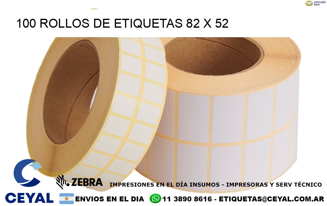 100 ROLLOS DE ETIQUETAS 82 x 52