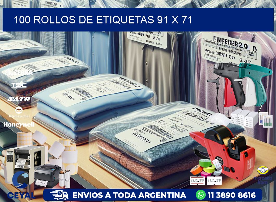 100 ROLLOS DE ETIQUETAS 91 x 71
