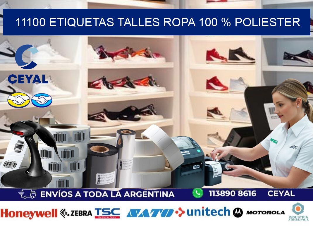 11100 ETIQUETAS TALLES ROPA 100 % POLIESTER