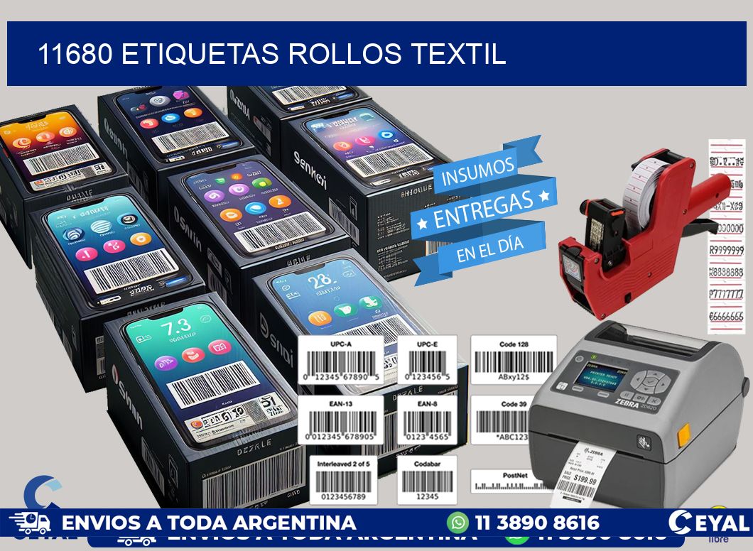 11680 etiquetas rollos TEXTIL