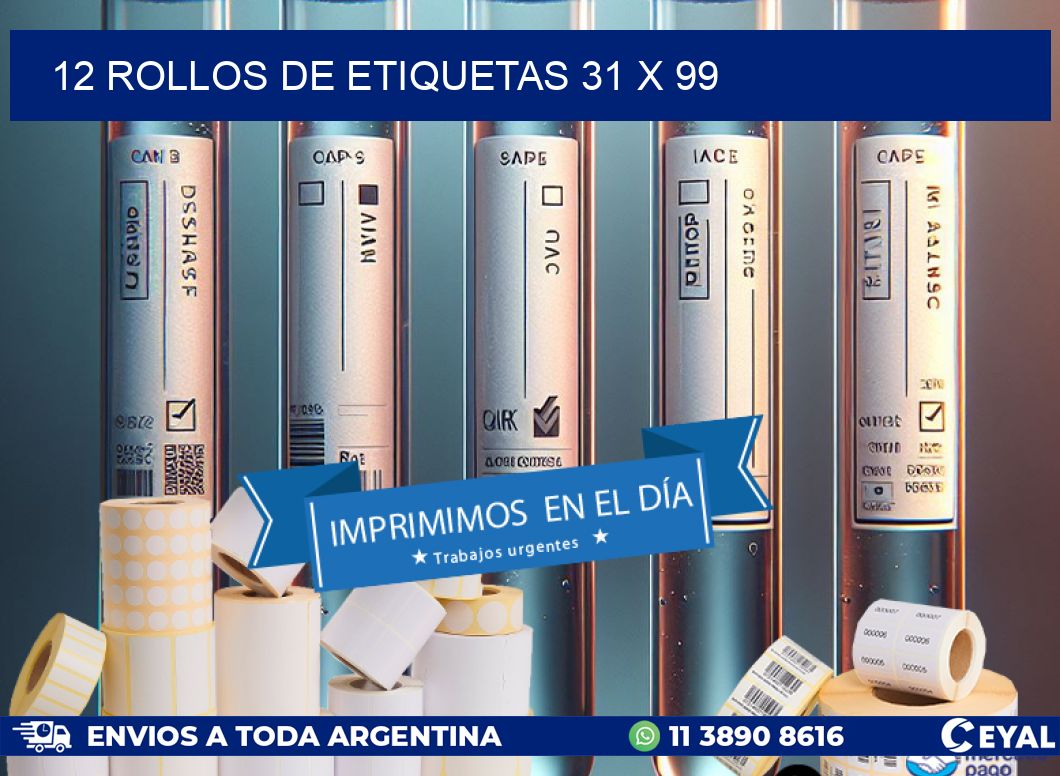 12 ROLLOS DE ETIQUETAS 31 x 99