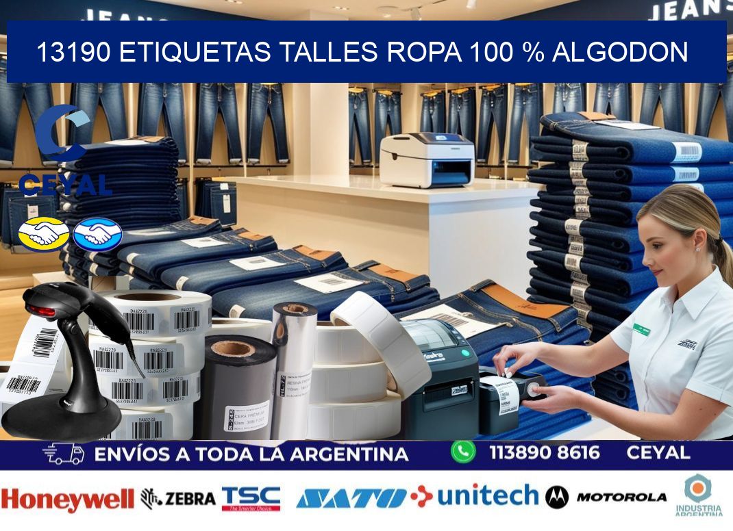 13190 ETIQUETAS TALLES ROPA 100 % ALGODON