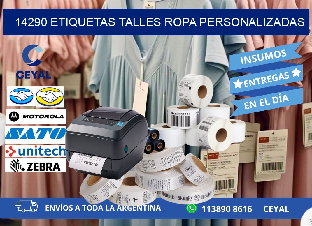 14290 ETIQUETAS TALLES ROPA PERSONALIZADAS